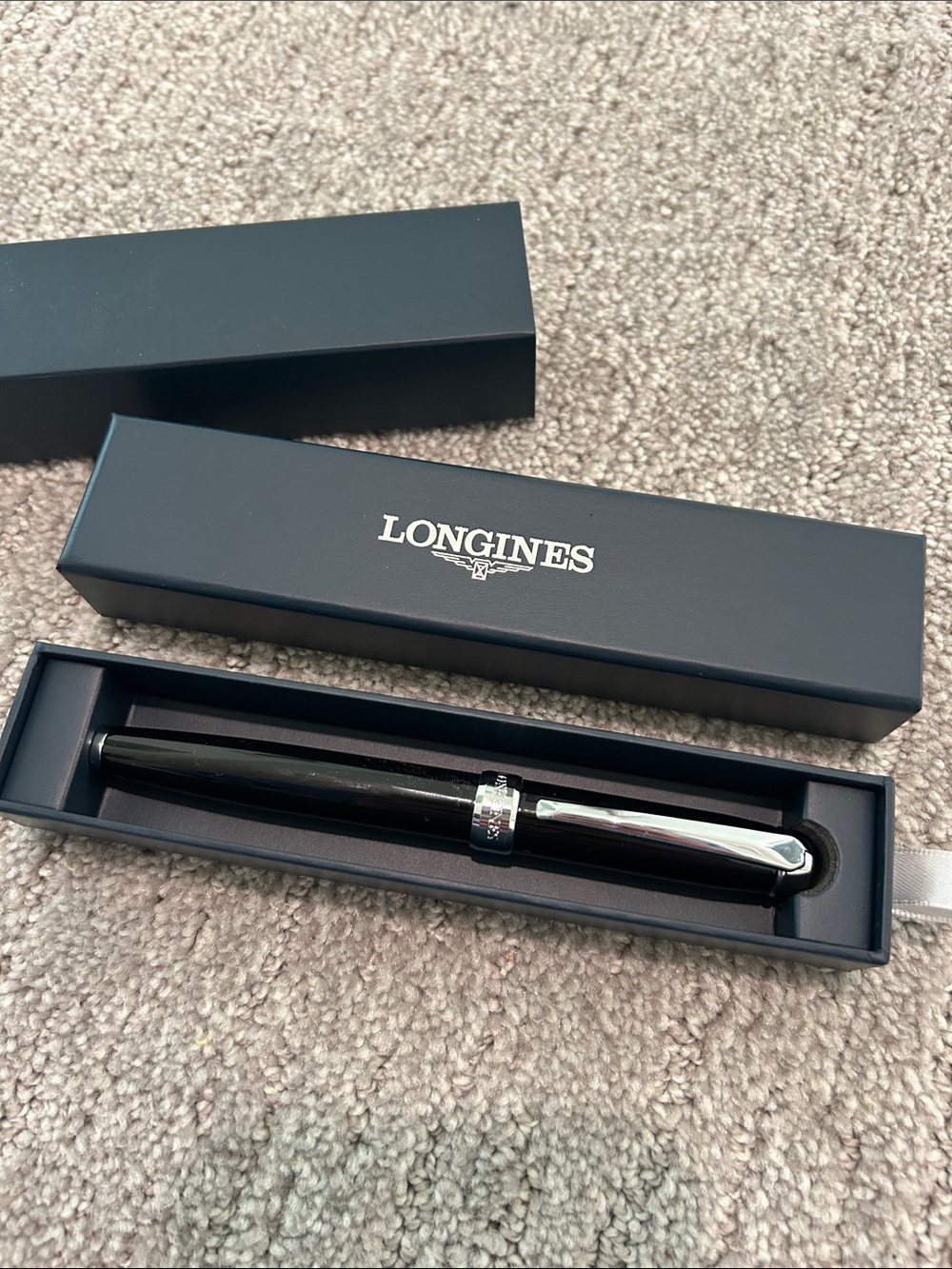 Longines Black Fountain Pen with Silver Accents